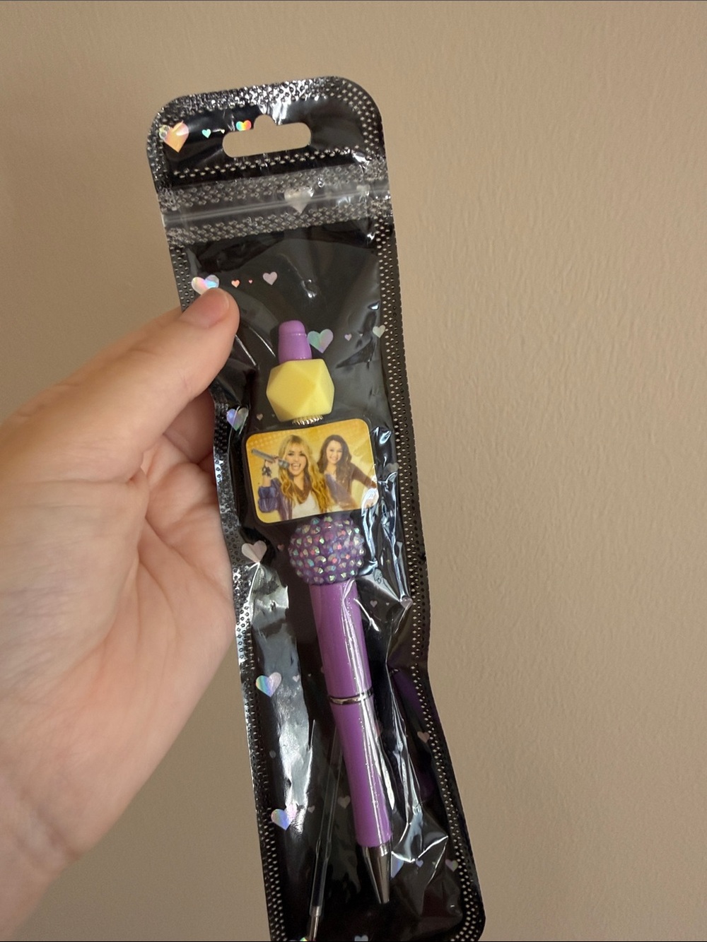 Purple glittery Hannah Montana pen